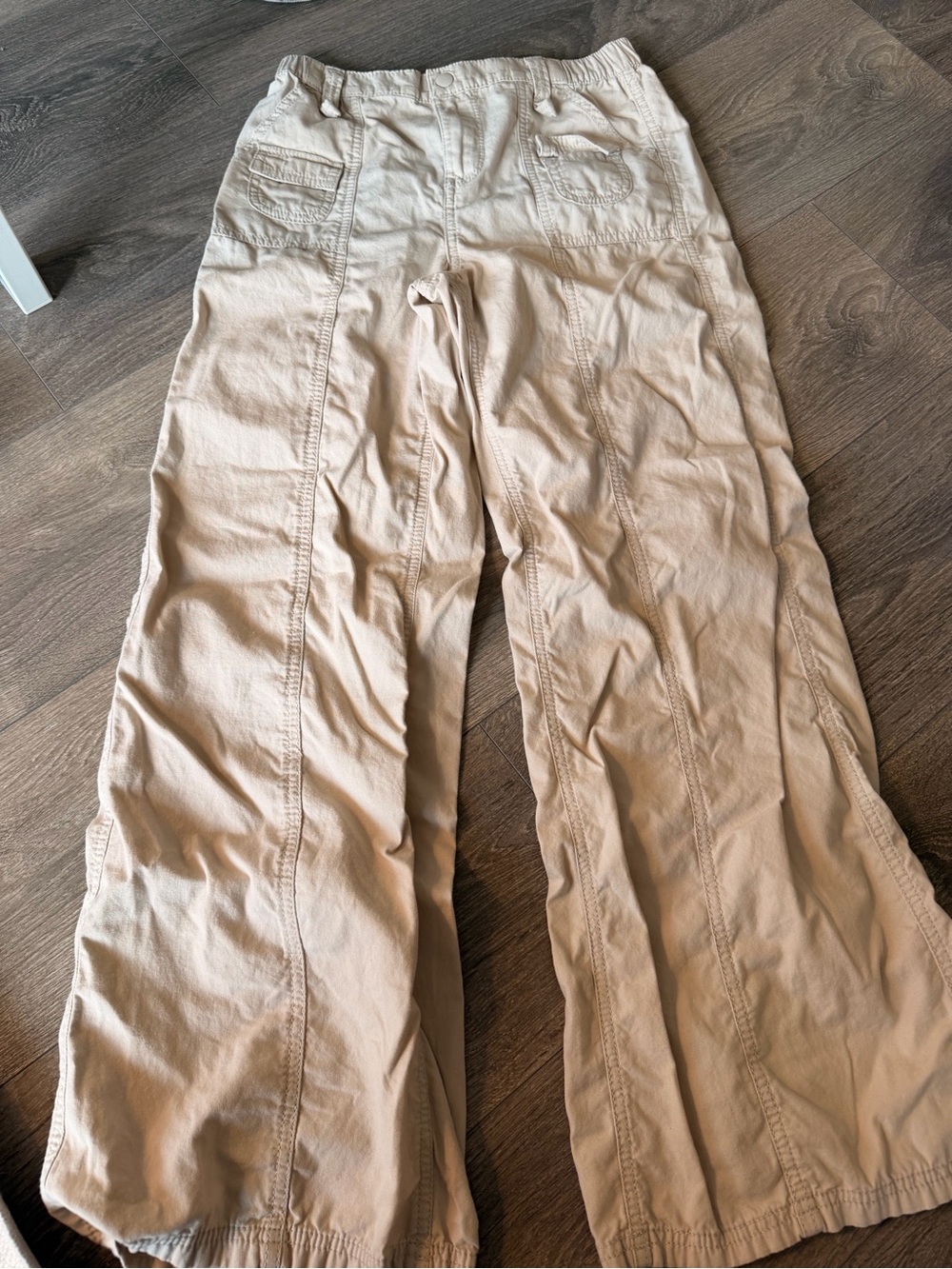 H&M Beige Elastic Waist Cargo Pants